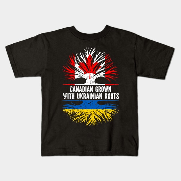 Canadian Grown with Ukrainian Roots Flag Kids T-Shirt by silvercoin